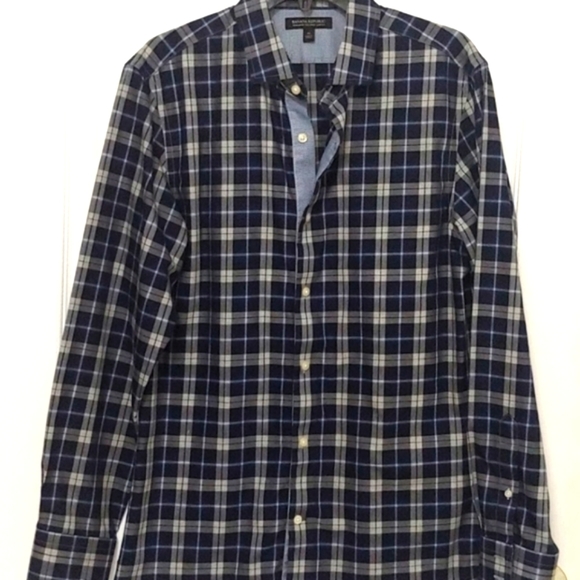 Banana Republic Blue Plaid Slim Fit Shirt. Medium 15 - 15 1/2 - Picture 1 of 10